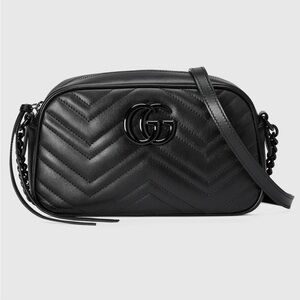 Gucci Black Chevron Crossbody Bag